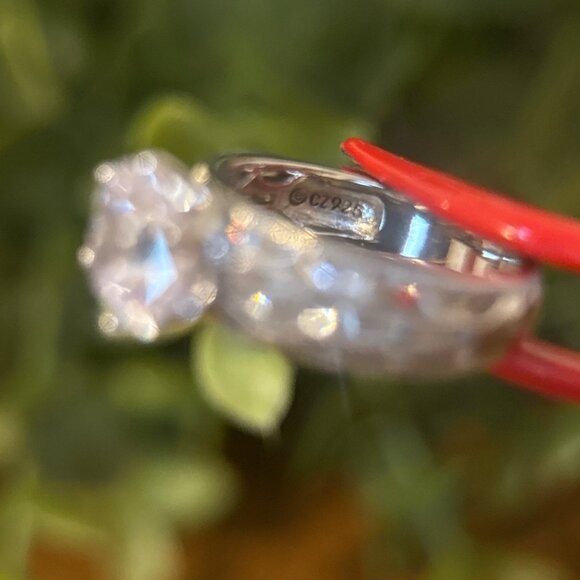 Victorian Style Large Cz Silver 925 Ring - Picture 9 of 11